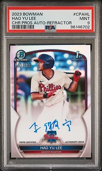 2023 Bowman Chrome Prospect Autographs Cpahl Hao Yu Lee Refractor PSA 9