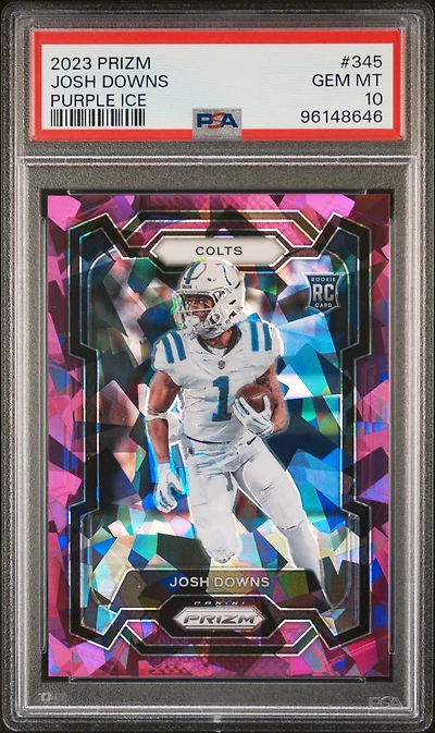 2023 Panini Prizm 345 Josh Downs Purple Ice PSA 10