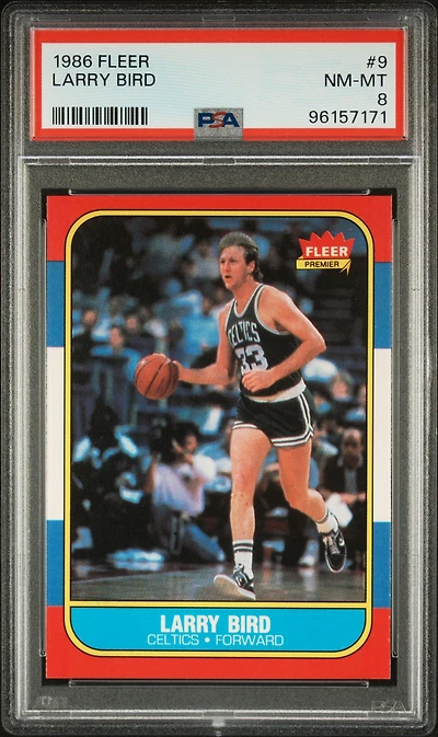 1986 Fleer 9 Larry Bird PSA 8