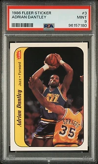 1986 Fleer Sticker 3 Adrian Dantley PSA 9
