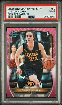 2022 Bowman Chrome University 50 Caitlin Clark Pink Refractor PSA