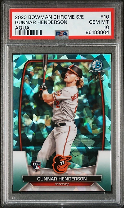 2023 Bowman Chrome Sapphire Edition 10 Gunnar Henderson Aqua PSA 10