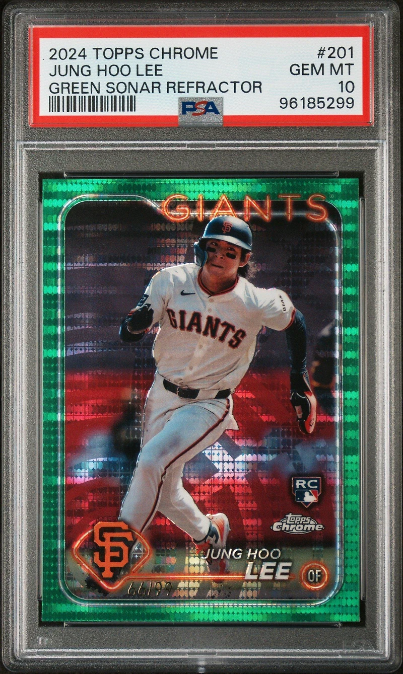 2024 Topps Chrome 201 Jung Hoo Lee Green Sonar Refractor PSA 10