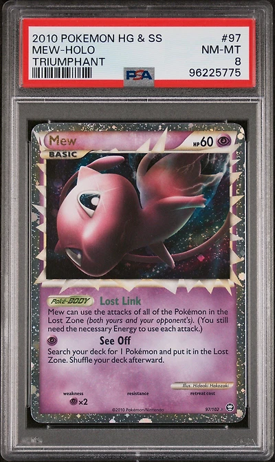 2010 Pokemon Heartgold & Soulsilver Triumphant 97 Mew-holo PSA 8