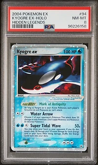 2004 Pokemon Ex Hidden Legends 94 Kyogre Ex-holo PSA 8