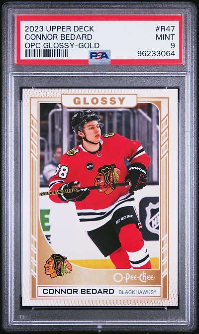 2023 Upper Deck Opc Glossy R47 Connor Bedard Gold PSA 9