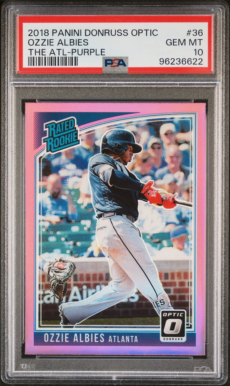 2018 Panini Donruss Optic 36 Ozzie Albies Variation-purple PSA 10