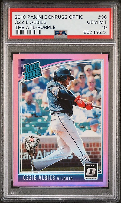 2018 Panini Donruss Optic 36 Ozzie Albies Variation-purple PSA 10