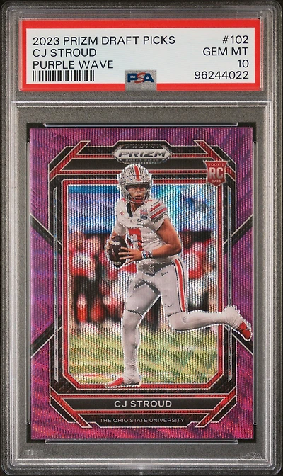 2023 Panini Prizm Draft Picks 102 Cj Stroud Purple Wave PSA 10
