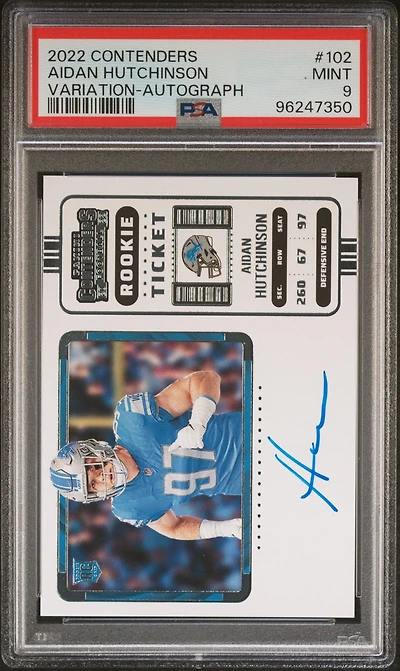 2022 Panini Contenders 102 Aidan Hutchinson Variation-autograph PSA 9