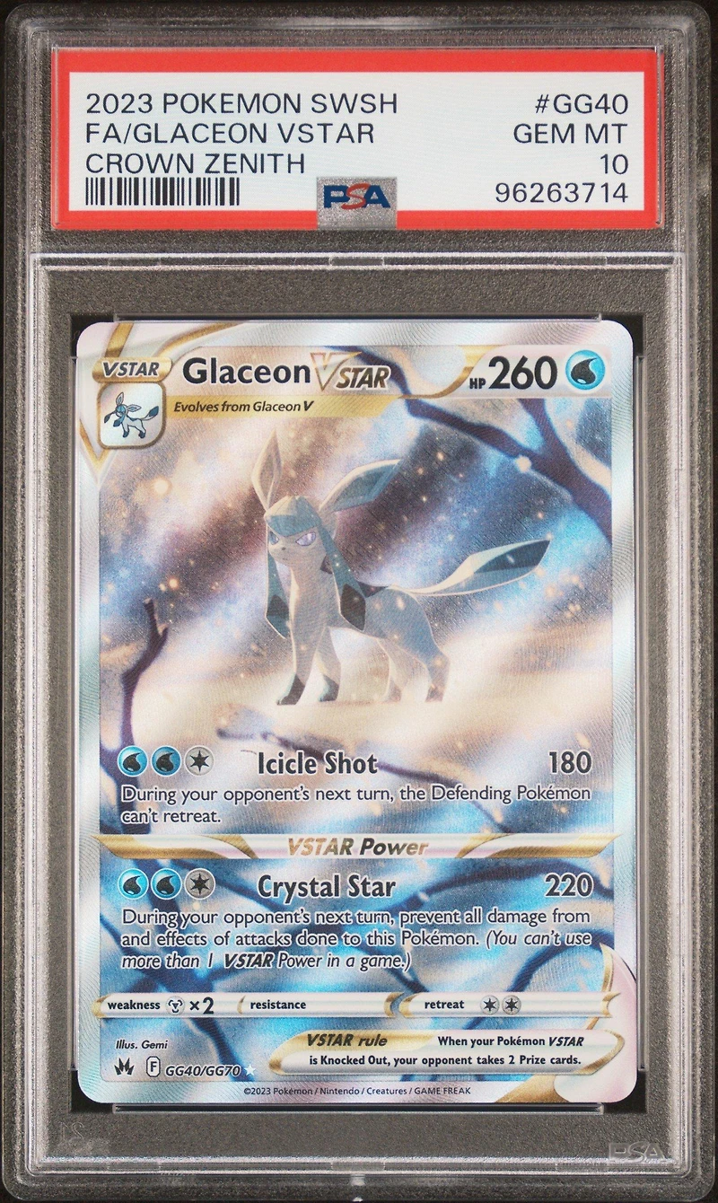 2023 Pokemon Sword And Shield Crown Zenith Gg40 Full Art/glaceon Vstar PSA 10