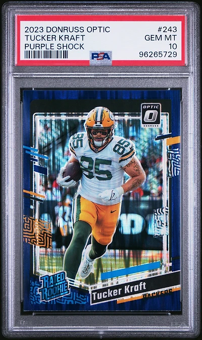2023 Panini Donruss Optic 243 Tucker Kraft Purple Shock PSA 10
