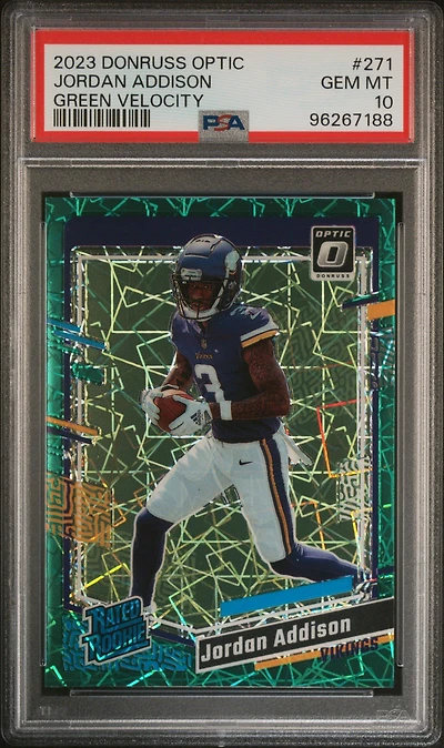 2023 Panini Donruss Optic 271 Jordan Addison Green Velocity PSA 10