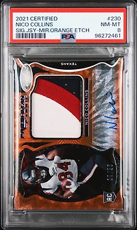 2021 Panini Certified 230 Nico Collins Signature Jersey-mirror Orange Etch PSA 8