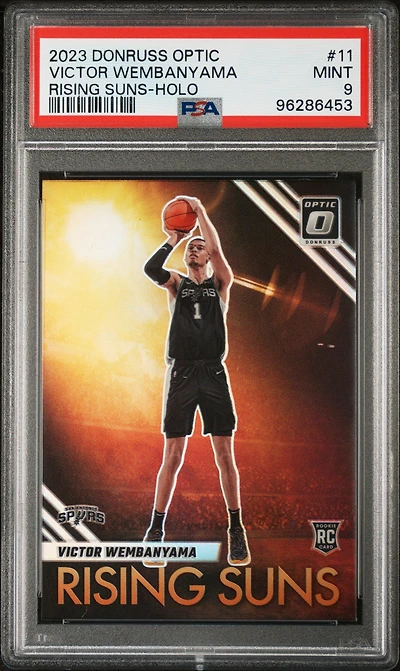 2023 Panini Donruss Optic Rising Suns 11 Victor Wembanyama Holo PSA 9