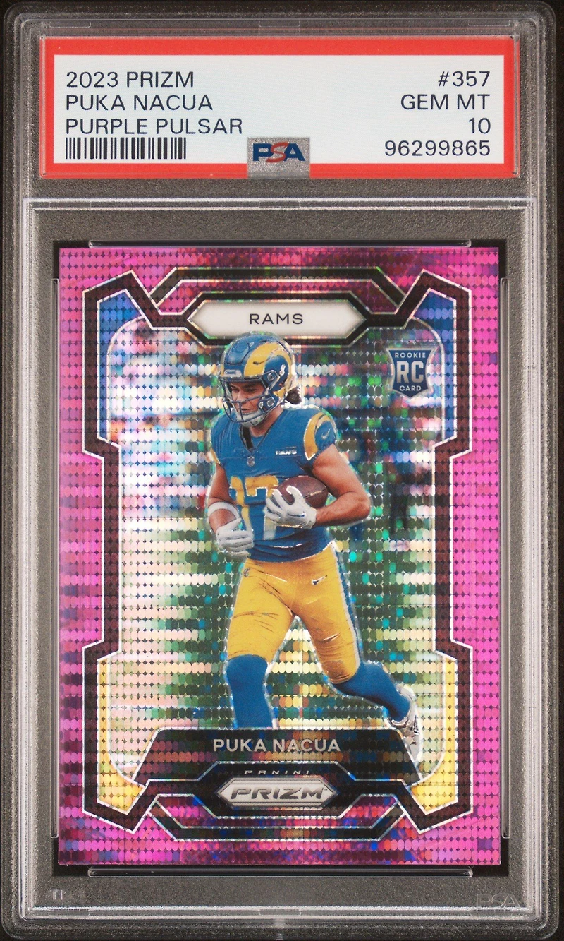 2023 Panini Prizm 357 Puka Nacua Purple Pulsar PSA 10