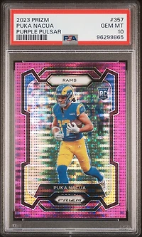 2023 Panini Prizm 357 Puka Nacua Purple Pulsar PSA 10