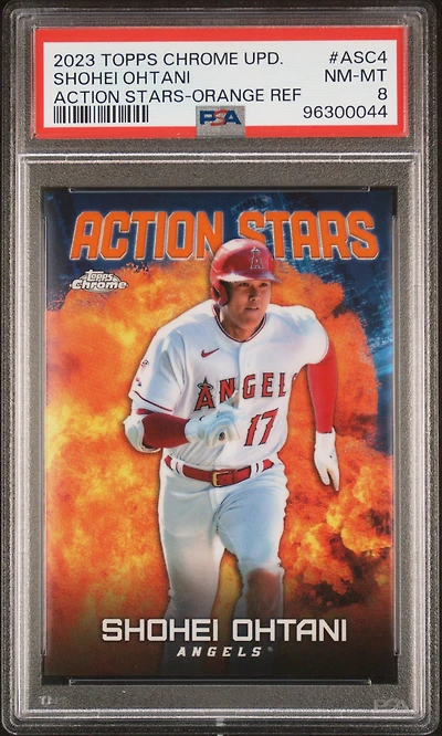 2023 Topps Chrome Update Action Stars Asc4 Shohei Ohtani Orange Refractor PSA 8