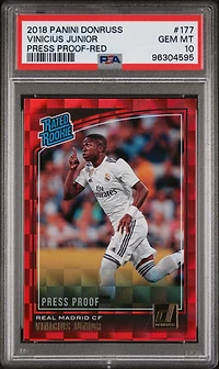 2018 Panini Donruss 177 Vinicius Junior Press Proof-red PSA 10