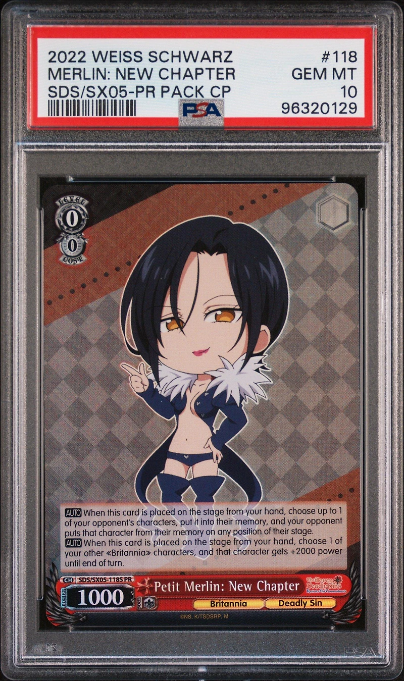 2022 Weiss Schwarz The Seven Deadly Sins: Revival Of The Commandments 118 Petit Merlin: New Chapter Tournament Store Assist Pr Pack Campaign PSA 10