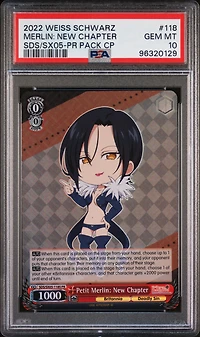 2022 Weiss Schwarz The Seven Deadly Sins: Revival Of The Commandments 118 Petit Merlin: New Chapter Tournament Store Assist Pr Pack Campaign PSA 10