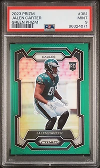 2023 Panini Prizm 381 Jalen Carter Green Prizm PSA 9