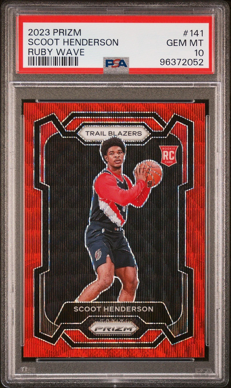 2023 Panini Prizm 141 Scoot Henderson Ruby Wave PSA 10