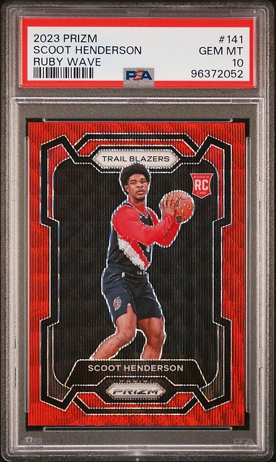 2023 Panini Prizm 141 Scoot Henderson Ruby Wave PSA 10