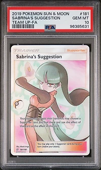 2019 Pokemon Sun & Moon Team Up 181 Full Art/sabrina's Suggestion PSA 10