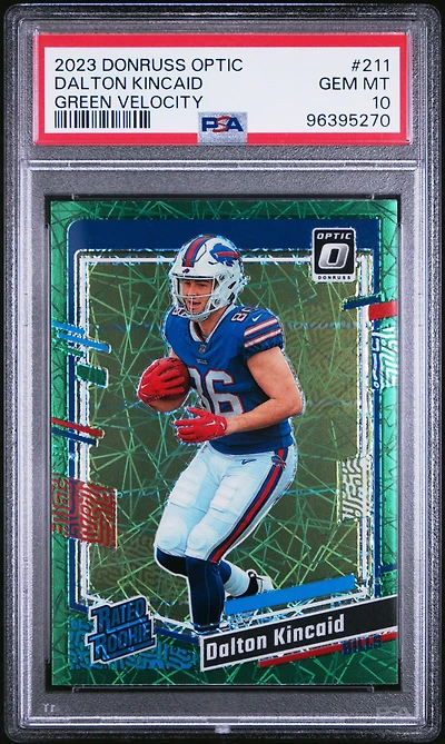 2023 Panini Donruss Optic 211 Dalton Kincaid Green Velocity PSA 10