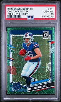 2023 Panini Donruss Optic 211 Dalton Kincaid Green Velocity PSA 10