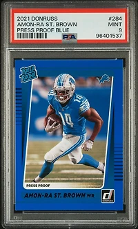 2021 Panini Donruss 284 Amon-ra St. Brown Press Proof Blue PSA 9