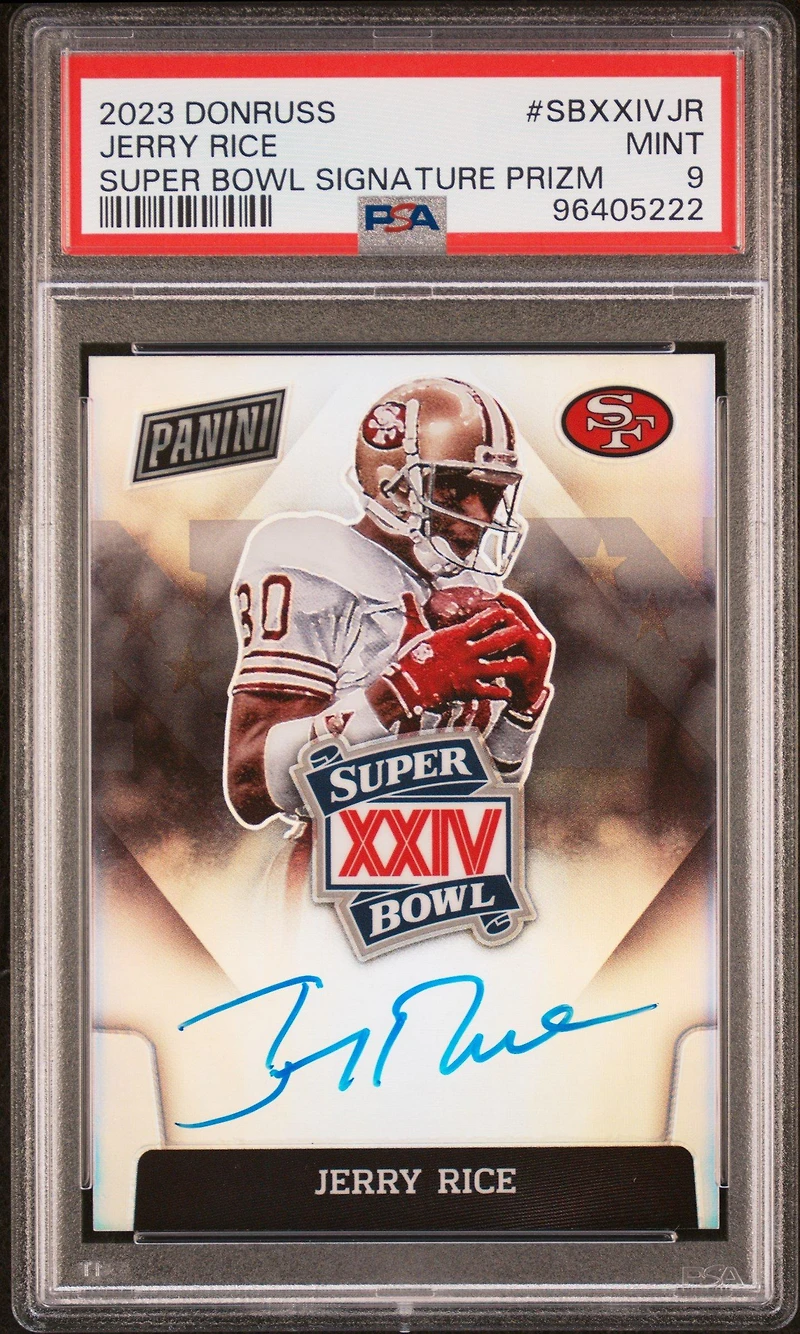2023 Panini Donruss Super Bowl Signatures Prizm Sbxxivjr Jerry Rice PSA 9