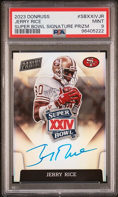 2023 Panini Donruss Super Bowl Signatures Prizm Sbxxivjr Jerry Rice PSA 9