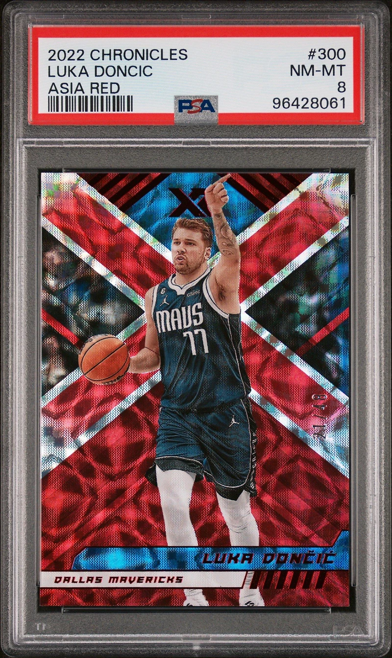 2022 Panini Chronicles 300 Luka Doncic Asia Red PSA 8