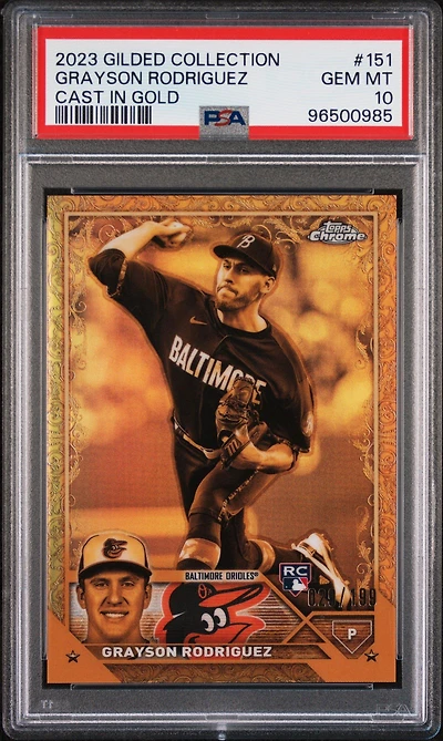 2023 Topps Gilded Collection Cast In Gold 151 Grayson Rodriguez PSA 10