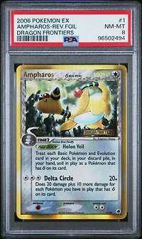 2006 Pokemon Ex Dragon Frontiers 1 Ampharos-reverse Foil PSA 8