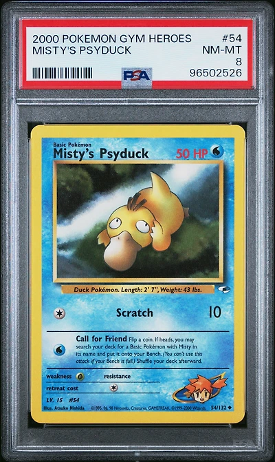 2000 Pokemon Gym Heroes 54 Misty's Psyduck PSA 8