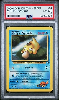 2000 Pokemon Gym Heroes 54 Misty's Psyduck PSA 8