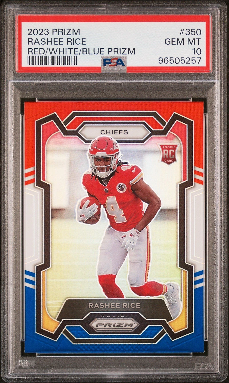 2023 Panini Prizm 350 Rashee Rice Red/white/blue Prizm PSA 10