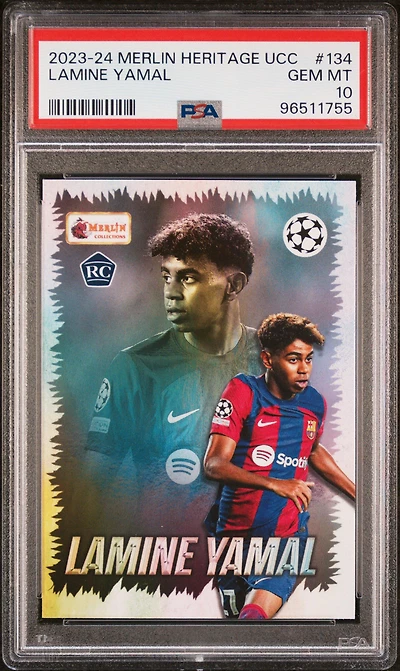 2023-24 Topps Merlin Heritage Uefa Club Competitions 134 Lamine Yamal PSA 10