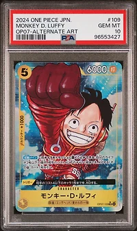 2024 One Piece Japanese Op07-500 Years In The Future 109 Monkey D. Luffy Alternate Art PSA 10