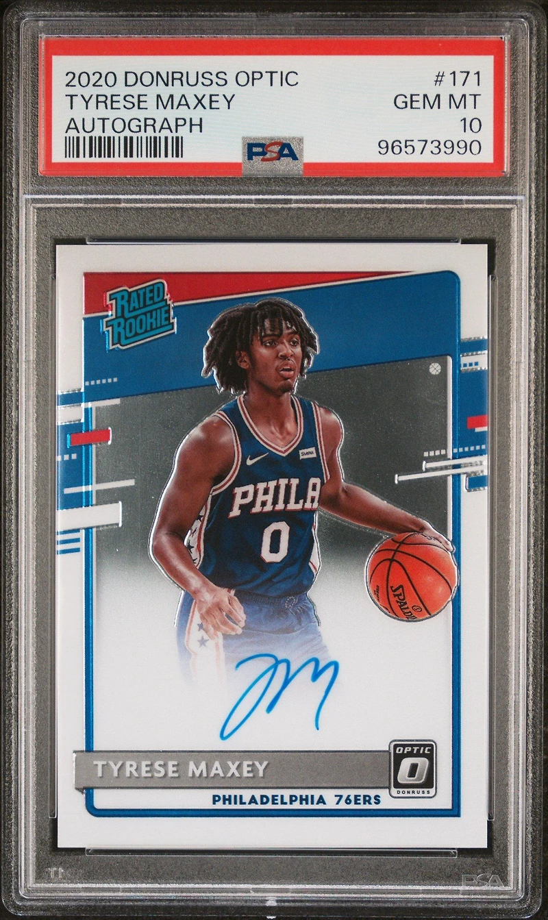 2020 Panini Donruss Optic 171 Tyrese Maxey Autograph PSA 10