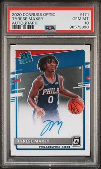 2020 Panini Donruss Optic 171 Tyrese Maxey Autograph PSA 10