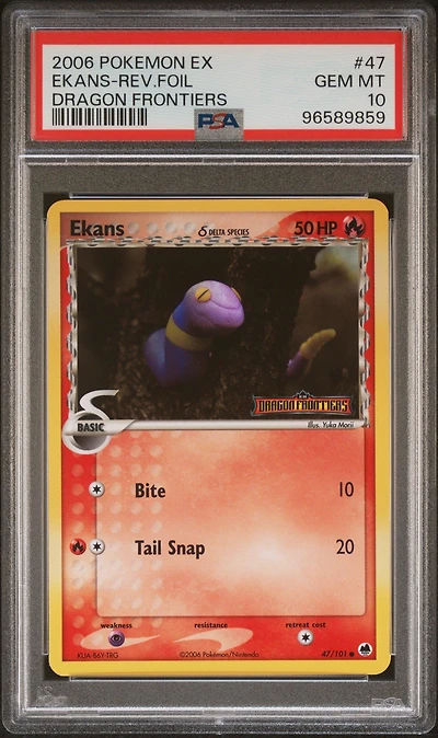 2006 Pokemon Ex Dragon Frontiers 47 Ekans-reverse Foil PSA 10