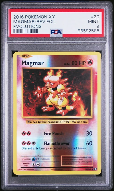 2016 Pokemon Xy Evolutions 20 Magmar-reverse Foil PSA 9