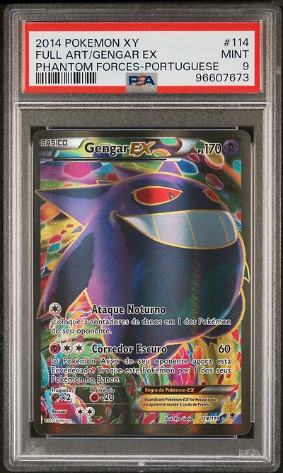 2014 Pokemon Xy Phantom Forces 114 Full Art/gengar Ex Portuguese PSA 9