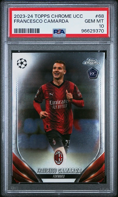 2023-24 Topps Chrome Uefa Club Competitions 68 Francesco Camarda PSA 10