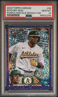 2023 Topps Chrome 99 Esteury Ruiz Purple Speckle Refractor PSA 10