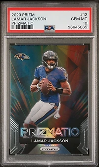 2023 Panini Prizm Prizmatic 12 Lamar Jackson PSA 10